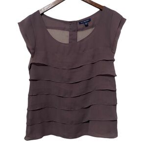 American Eagle Outfitters Short Sleeve Tiered Blouse Women’s Size M Lavender